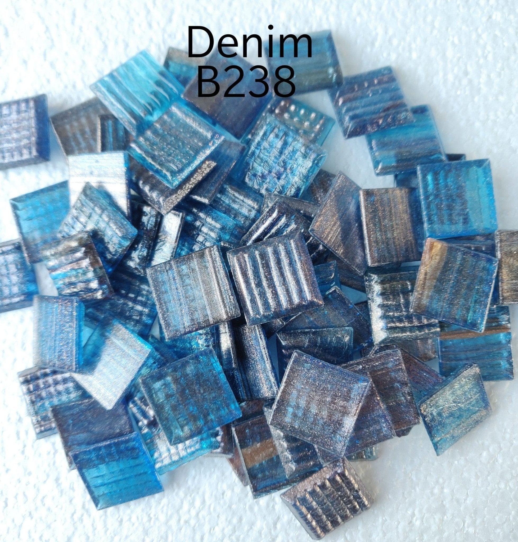 Denim-B238 Blue Vitreous Glass Mosaic Tiles - 20x20x4mm