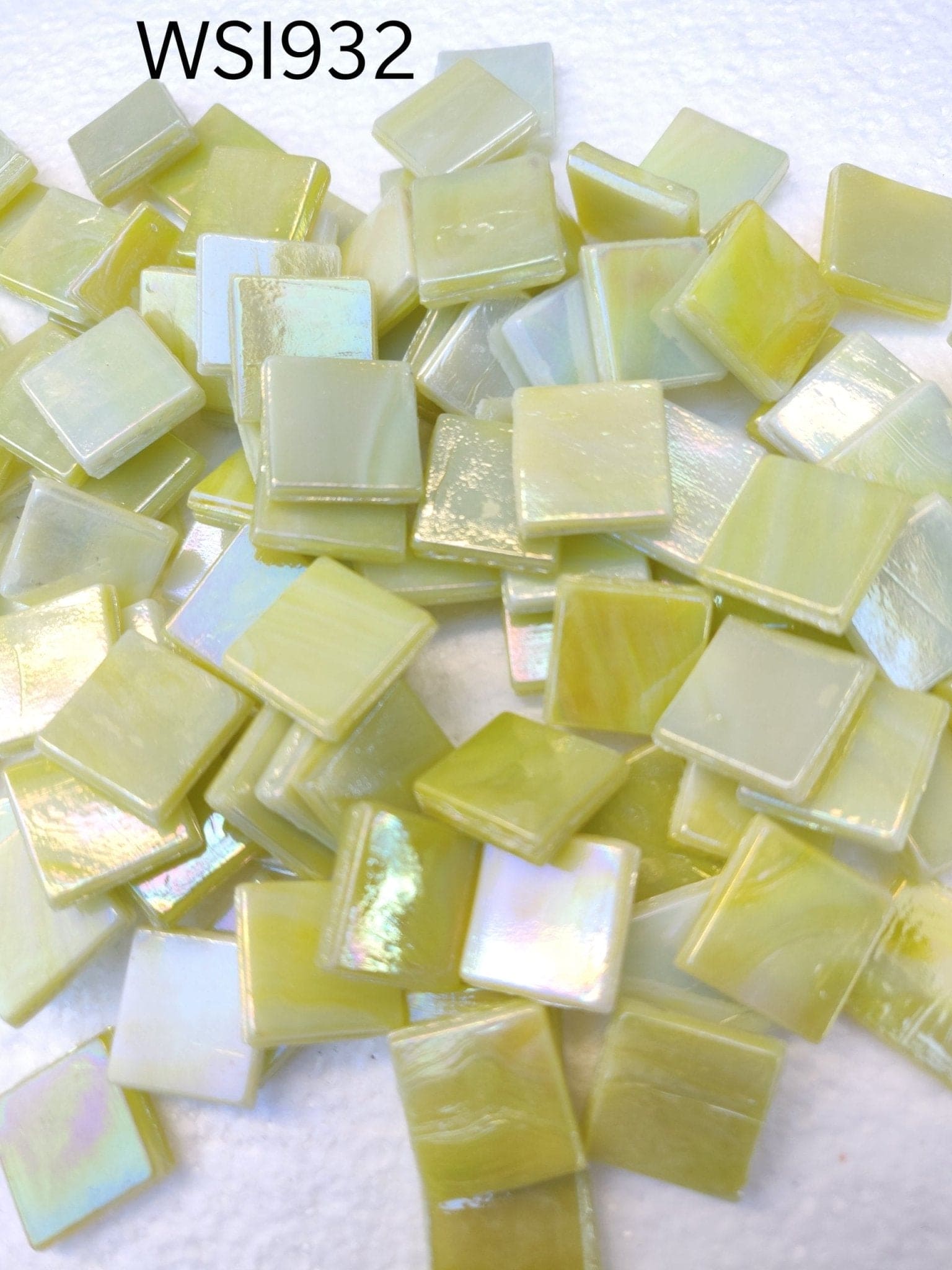 WSi932 Yellow Iridescent Square Glass Mosaic Tiles - 15mm