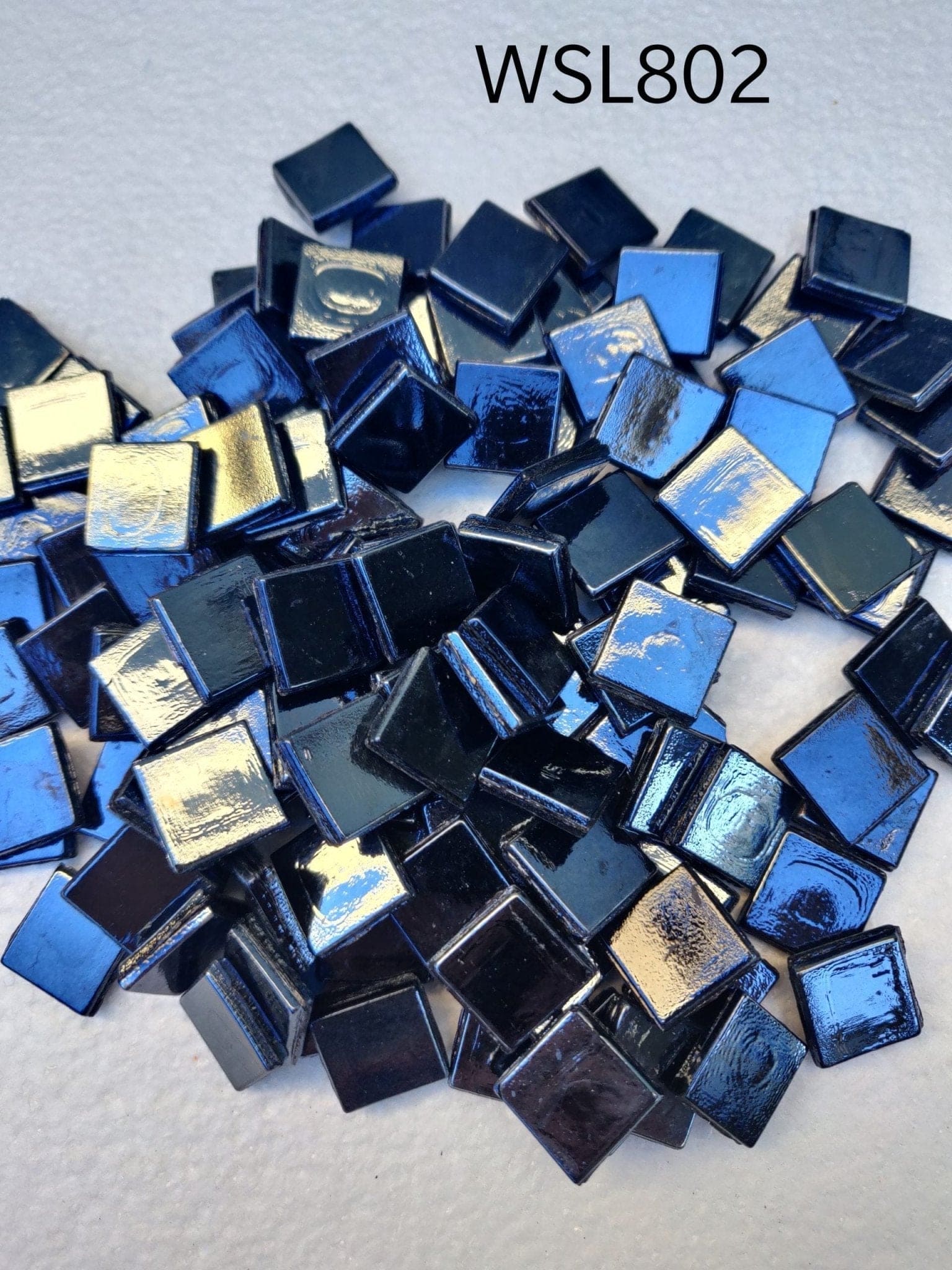 WSL802 Glossy Black Square Glass Mosaic Tiles - 15mm